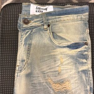 Evolution in Design Men's Slim Straight Jeans - Distressed Blue